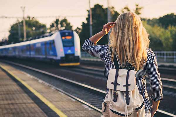 Women stood on train station platform